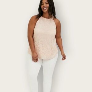 Torrid Size 3 Lined Peach Sleeveless High Neckline Top